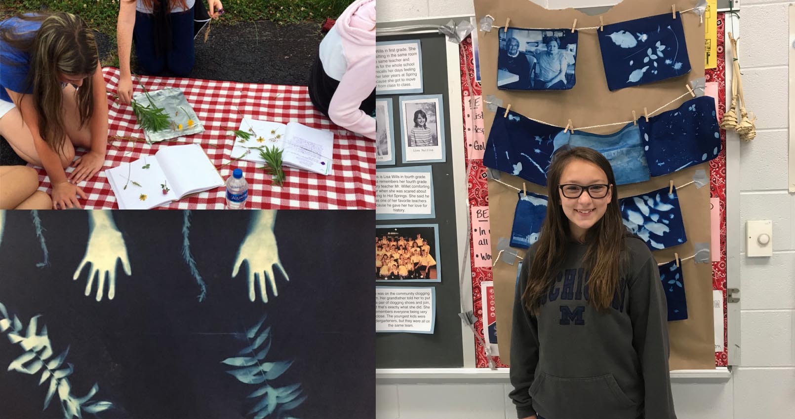 PAGE girls working on their cyanotype project