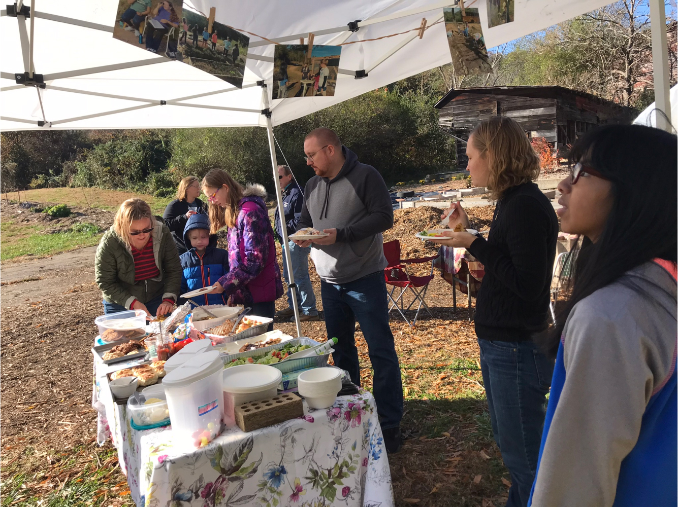 People enjoying food made from the PAGE garden veggies