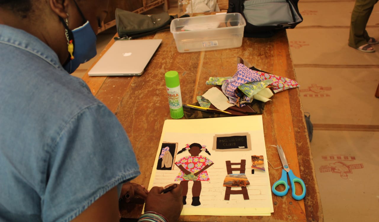 Jenny working on her quilt square